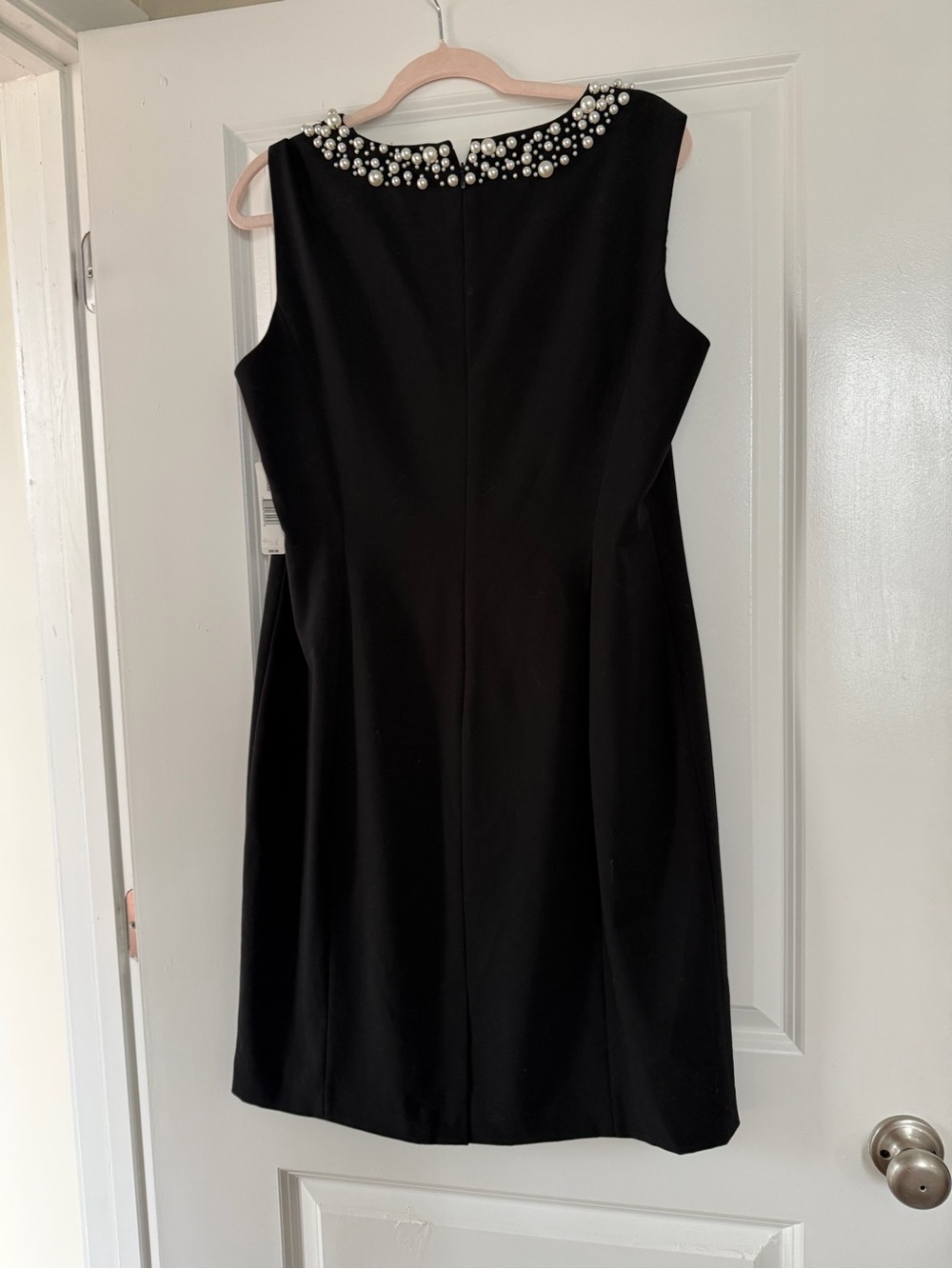 new directions Black Sleeveless Midi Dress with Pearl Collar